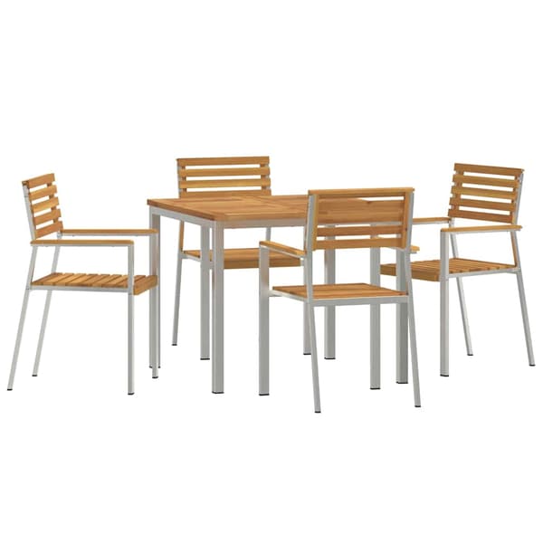 vidaXL Hage Spisegruppe 5 pcs Brun Solid akasietre