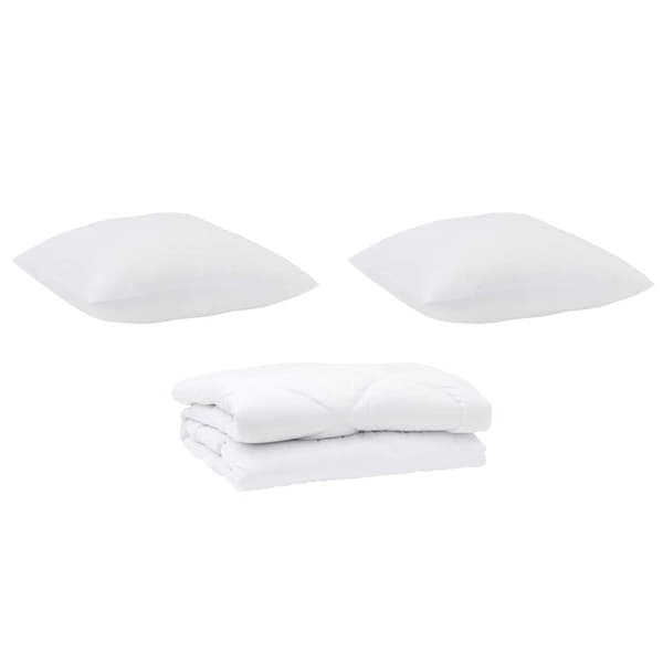 vidaXL Duntäcke med kudde 3 pcs Vit Mikrofiber