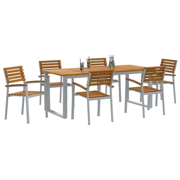 vidaXL Trädgårdsmöbelset 7 pcs Grå Massivt Akaciaträ