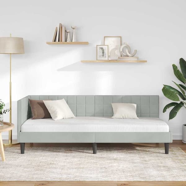 vidaXL Hörnssängram Ljusgrå 80 x 200 cm Sammet