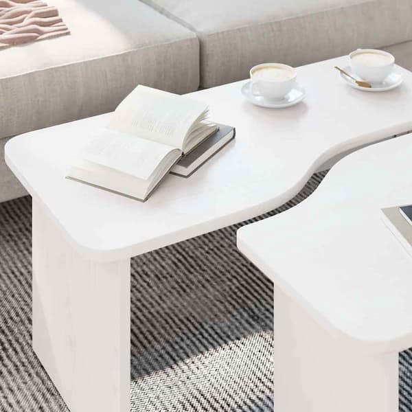 vidaXL Kaffebord 2 pcs Hvit Heltre furu