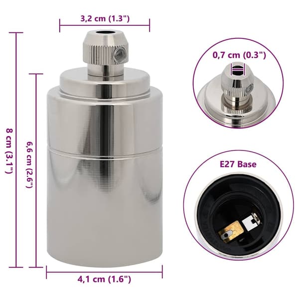 vidaXL Lampeholdere 2 stk satin nikkel E27