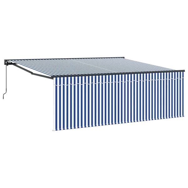 vidaXL Utfällbar markis Blå och Vit 400 × 300 cm
