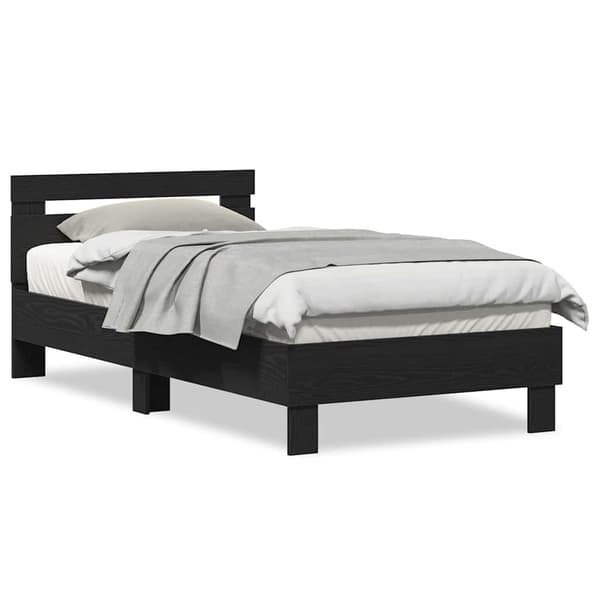 vidaXL Sengestel med hodegjerde Svart eik 90 x 190 cm Konstruert tre