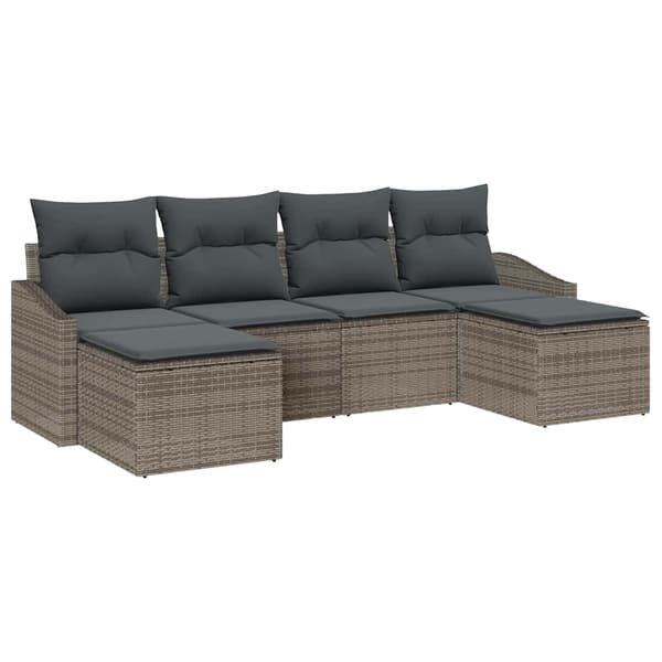 vidaXL Trädgårdsmöbelset 6 pcs Grå Poly Rattan och Pulverlackerad Stål