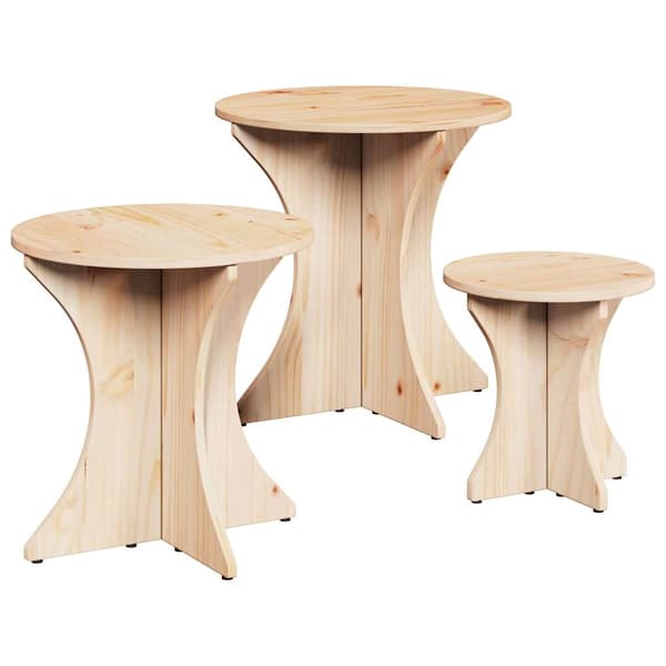 vidaXL Kaffebord 3 pcs Naturlig