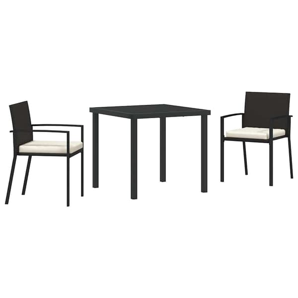 vidaXL Trädgårdsmöbelset 3 pcs Svart Pulverlackerat stål