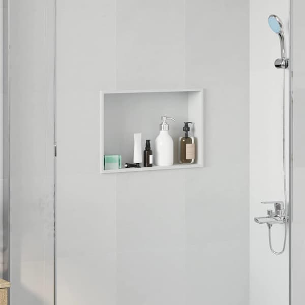 vidaXL Dusjniche Hvit 45 x 30 x 9.5 cm Rustfritt Stål