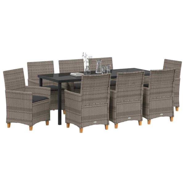 vidaXL Trädgårdsmöbelset 9 pcs Grå konstrotting