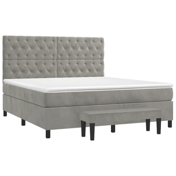 vidaXL Ramsäng med madrass ljusgrå 160x200 cm sammet