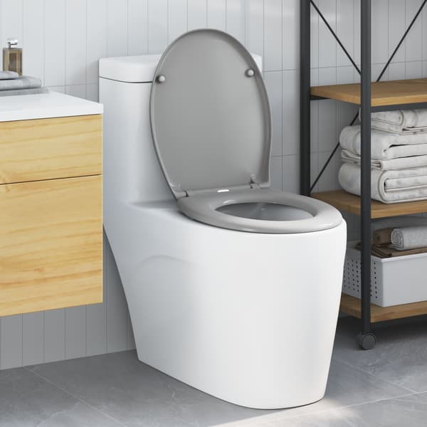 vidaXL Grå Plast Standard Minimalistisk toalettstol Oval