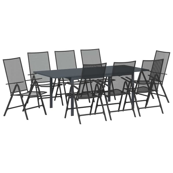 vidaXL Trädgårdsmöbelset 9 pcs Antracit Stål