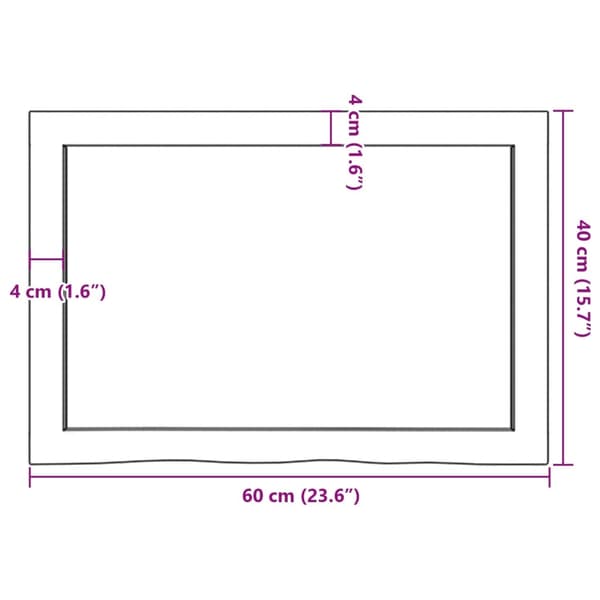 vidaXL Bordplate 60x40x(2-6) cm ubehandlet heltre eik