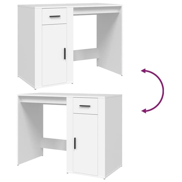 vidaXL Skrivebord hvit 100x49x75 cm konstruert tre