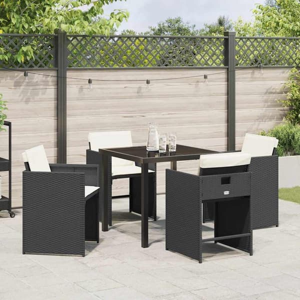 vidaXL Hage Spisegruppe 5 pcs Svart polyrotting