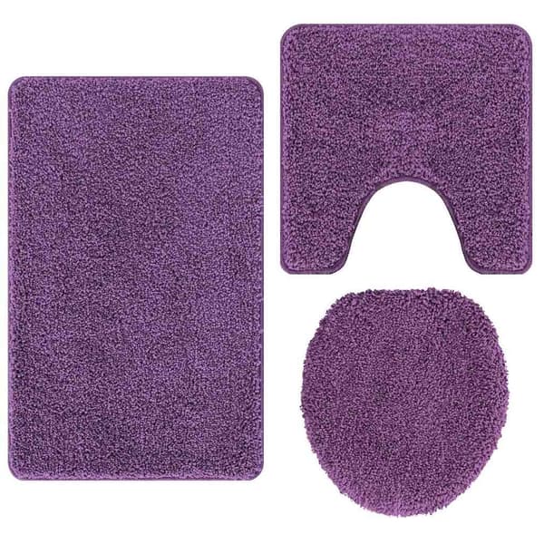 vidaXL Badematte 3 pcs Lilla 50 x 50 cm Polypropen