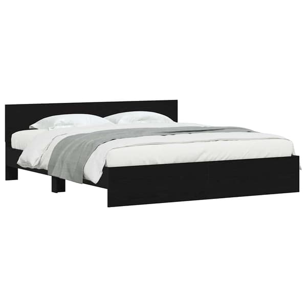 vidaXL Sengestel med hodegjerde Svart Eik 180 x 200 cm Konstruert tre