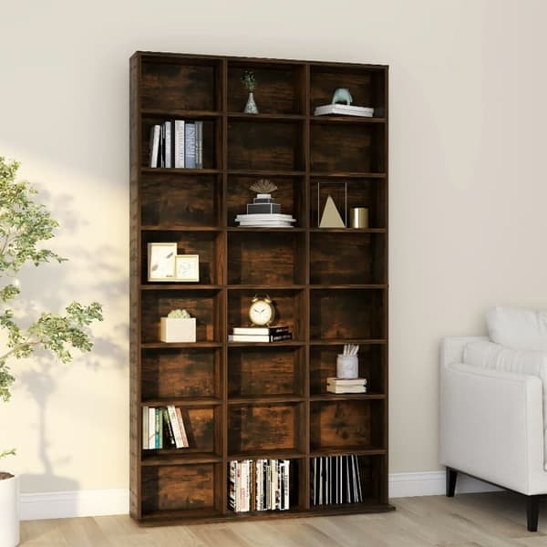 vidaXL CD-skap røkt eik 102x23x177,5 cm konstruert tre