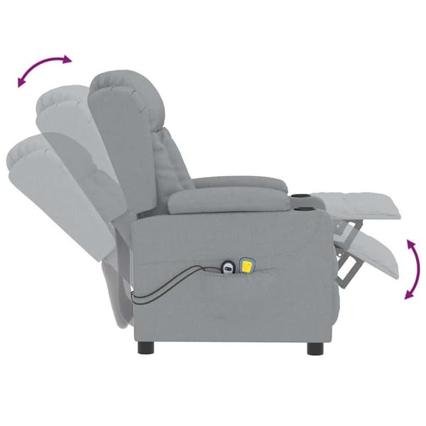 vidaXL Elektrisk massagefåtölj ljusgrå tyg