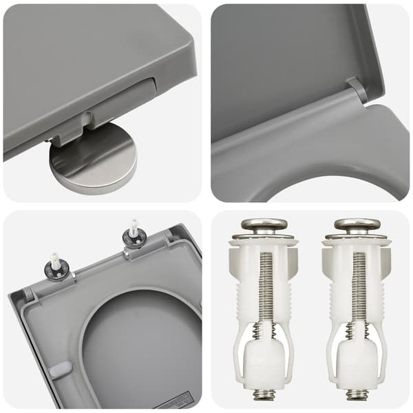 vidaXL Grå Plast Standard Toalettsits Oval Modern Oval toalettsits