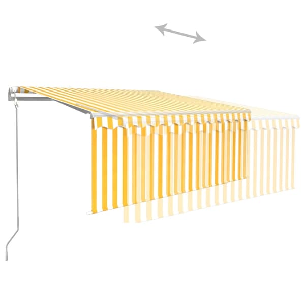 vidaXL Automatiserad markis vindsensor rullgardin LED 3x2,5m gul/vit