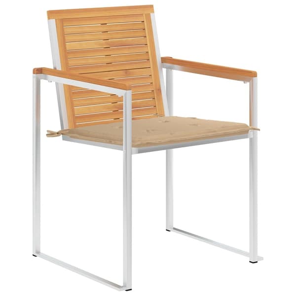 vidaXL Trädgårdsstolar med dynor 8 st massiv teak