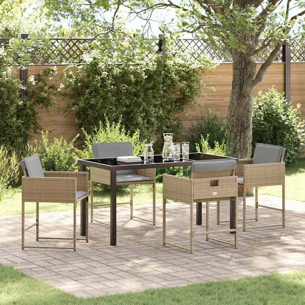 vidaXL Hage Spisegruppe 5 pcs Beige polyrotting