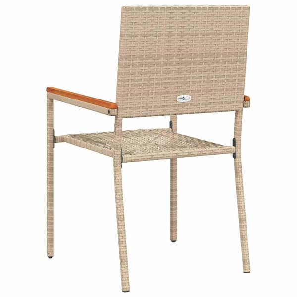 vidaXL Hage stabelstoler 4 pcs Krem og brun PE rattan, solid akasietre