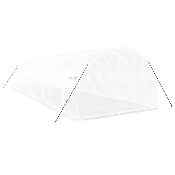 vidaXL Växthus med stålram vit 30 m² 10x3x2 m
