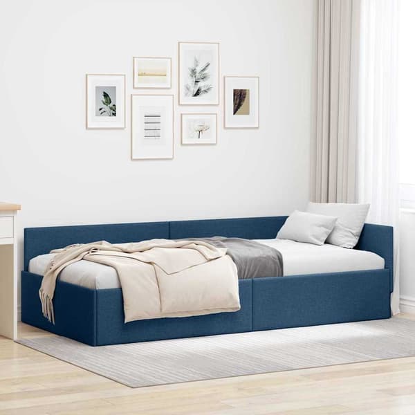 vidaXL Hörnssängram Blå 80 x 200 cm tyg