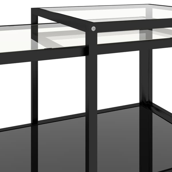 vidaXL Tebord 2 st svart härdat glas