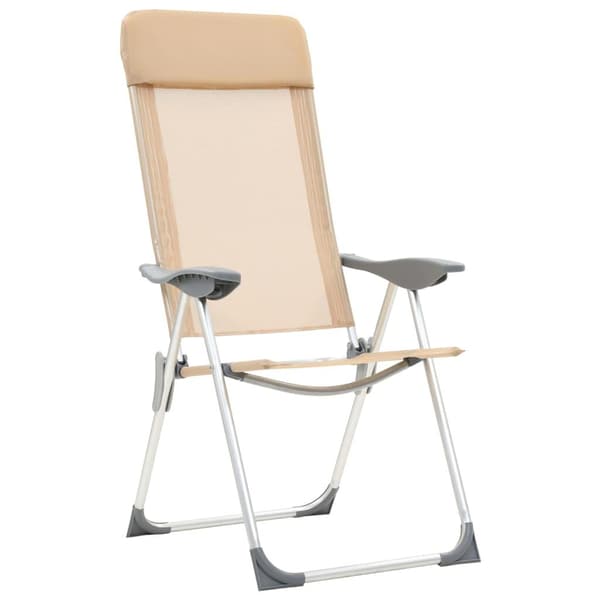 vidaXL Hopfällbara campingstolar 4 st aluminium gräddvit