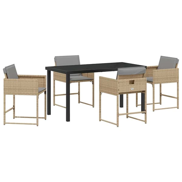 vidaXL Hage Spisegruppe 5 pcs Beige polyrotting