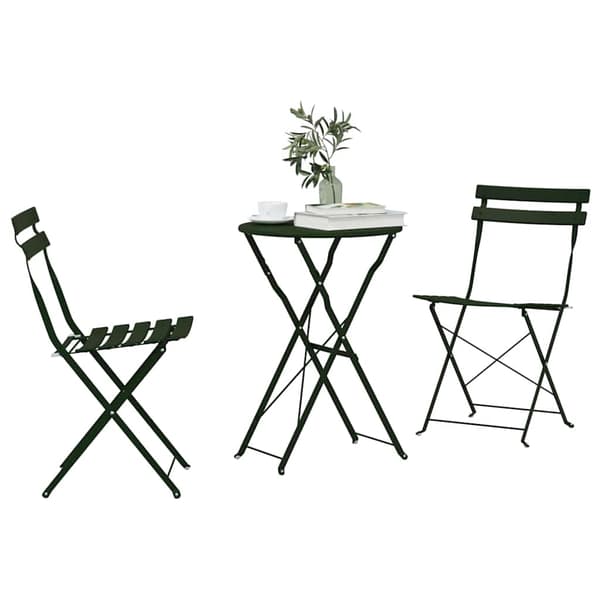 vidaXL Sammenleggbart Bistrosett 3 pcs Skog Stål