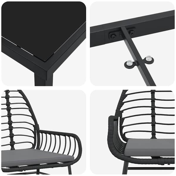 vidaXL Trädgårdsmöbelset 7 pcs Svart konstrotting