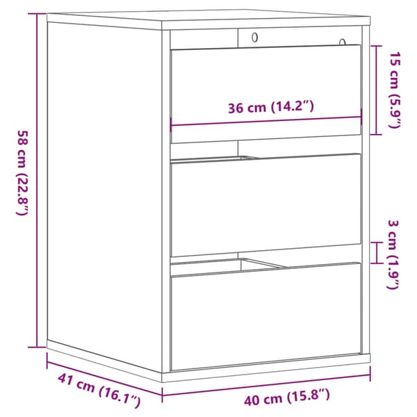 vidaXL Kommode artisan eik 40x41x58 cm konstruert tre