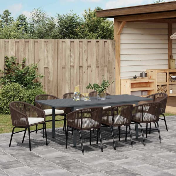 vidaXL Trädgårdsmöbelset 9 pcs Brun konstrotting