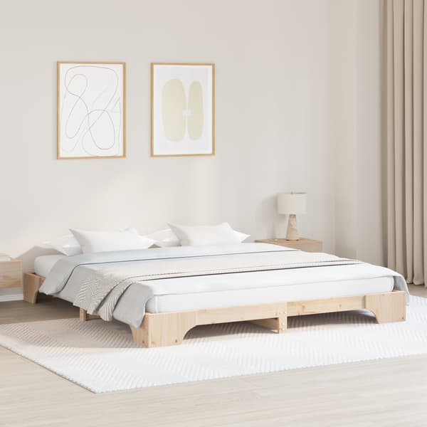 vidaXL Sängram Vaxad brun Trä 90 x 200 cm Enkel Sängram Rektangulär