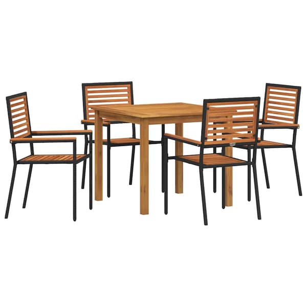 vidaXL Hage Spisegruppe 5 pcs Svart Solid akasietre