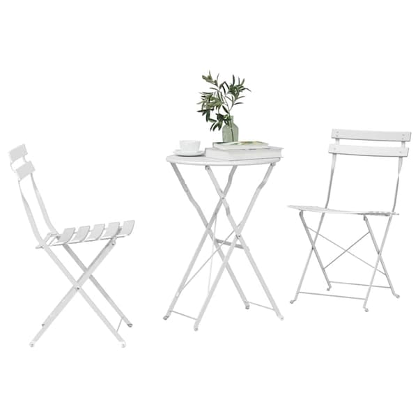 vidaXL Sammenleggbart Bistrosett 3 pcs Hvit Stål