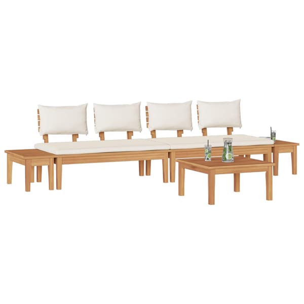 vidaXL Hagesofa Set 5 pcs Brun og Krem