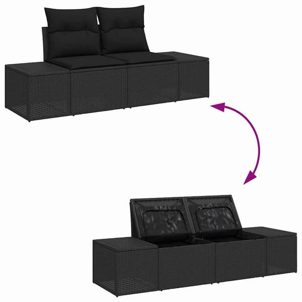 vidaXL Trädgårdsoffset med lagring 11 pcs Svart