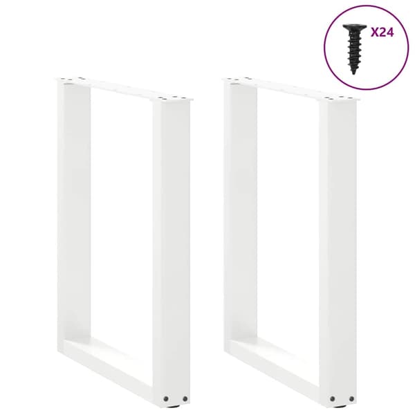 vidaXL Soffbordsben U-formade 2 st vit 60x(72-73) cm stål