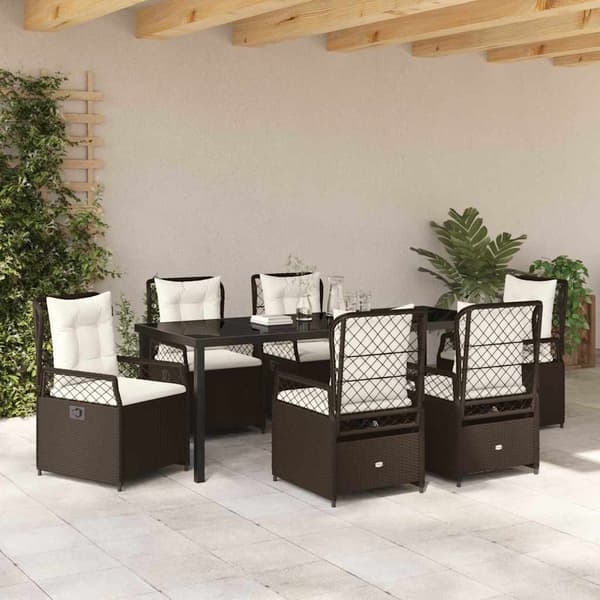 vidaXL Trädgårdsmöbelset 7 pcs Brun konstrotting