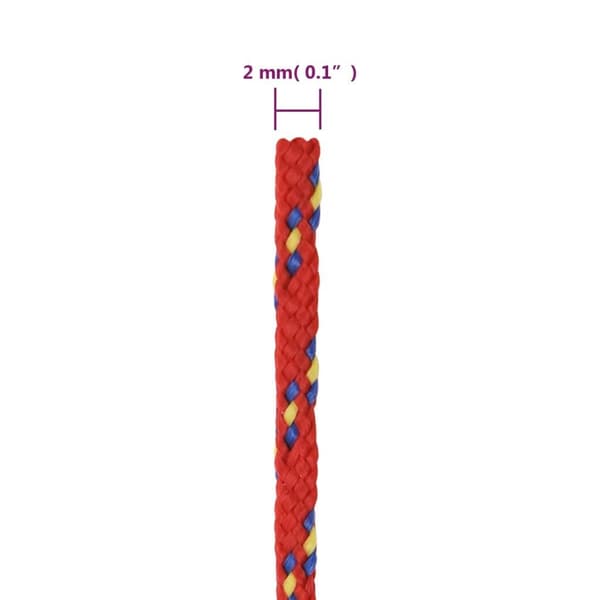 vidaXL Båtlina röd 2 mm 100 m polypropen