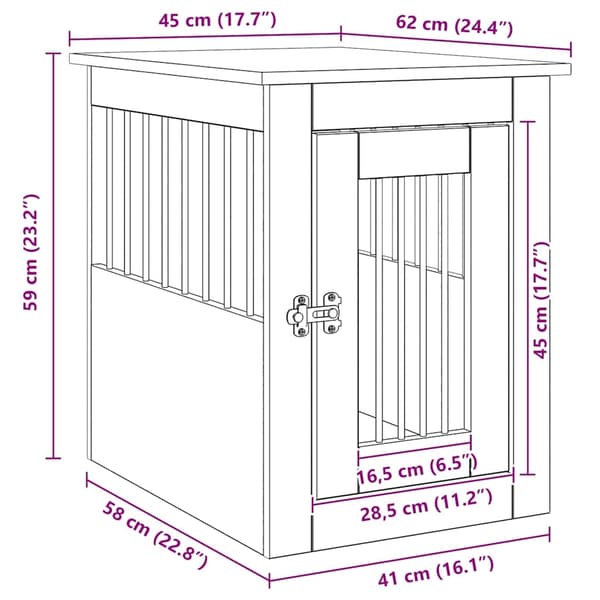 vidaXL Hundeburmøbler artisan eik 55x75x65 cm konstruert tre