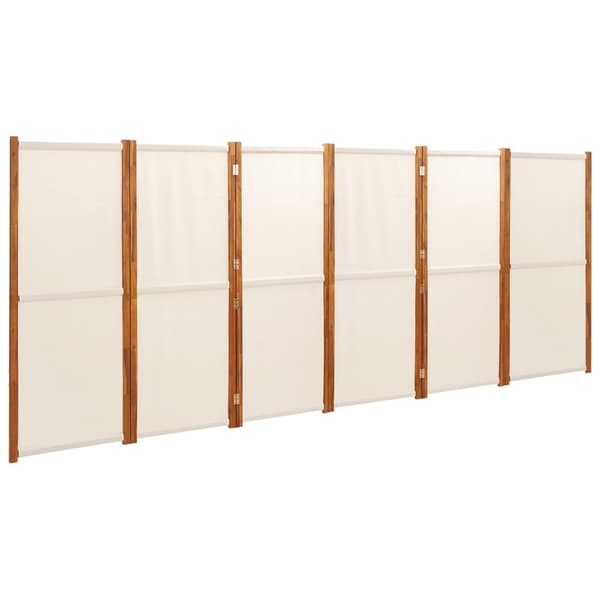 vidaXL Romdeler 6 paneler kremhvit 420x180 cm