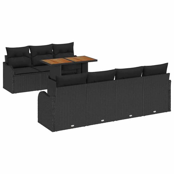 vidaXL Trädgårdsoffset med lagring 8 pcs Svart Poly rattan