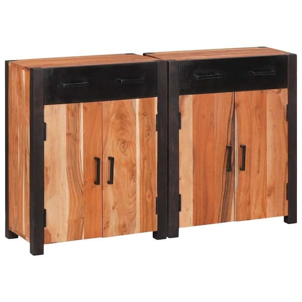 vidaXL Serviesskap 2 pcs Brun 110 x 30 x 75 cm Solid akasietre