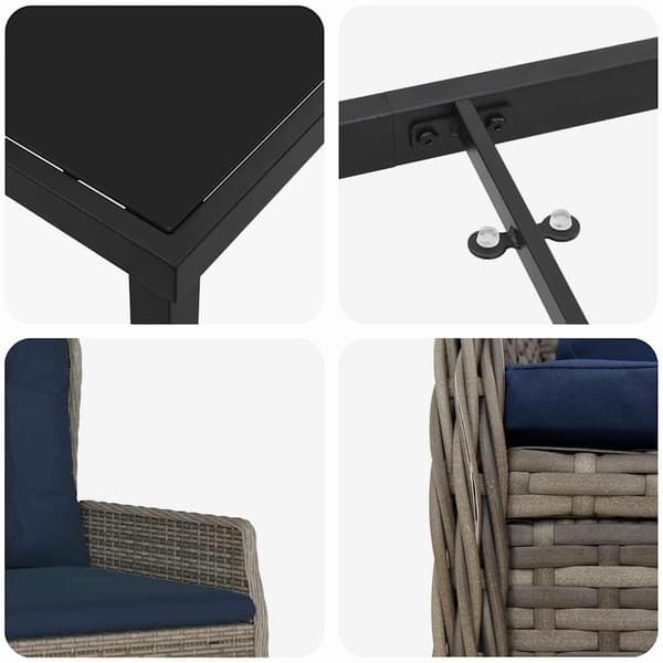 vidaXL Trädgårdsmöbelset med kudde 9 pcs Grå Poly rattan